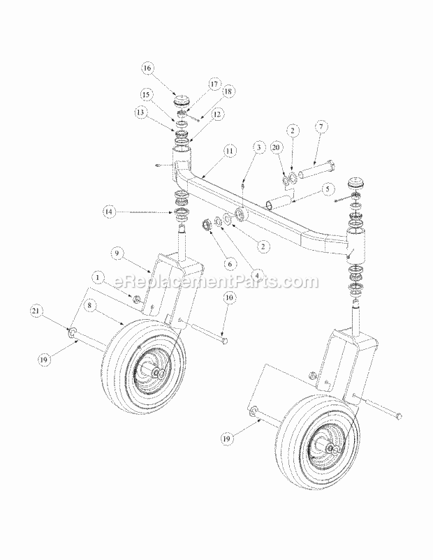 Front Caster Assembly Diagram and Parts List for M60-KW 53AB5DCX150-25-HP Cub Cadet Lawn Tractor